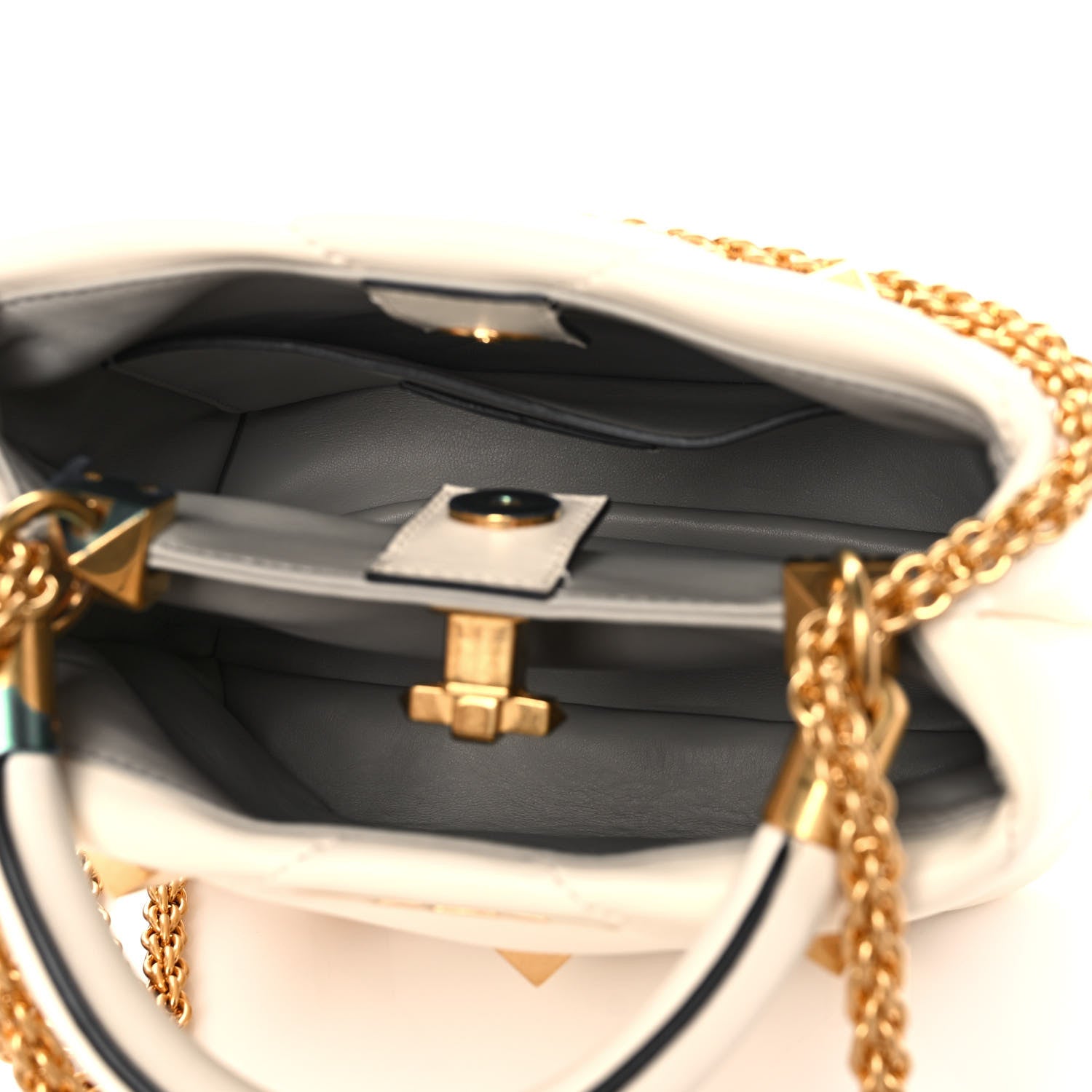 Valentino Garavani Nappa Small Roman Stud The Handle Bag Ivory 5 of 10
