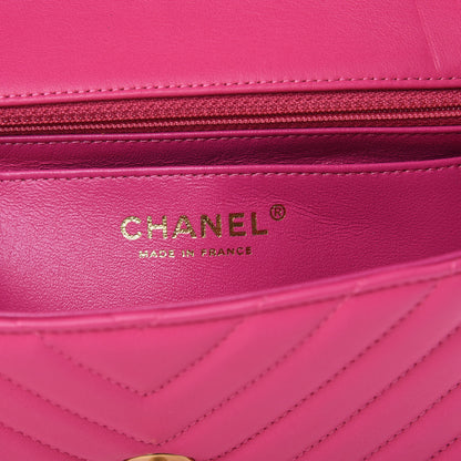 Chanel Lambskin Chevron Quilted Mini Rectangular Flap Pink 6 of 11