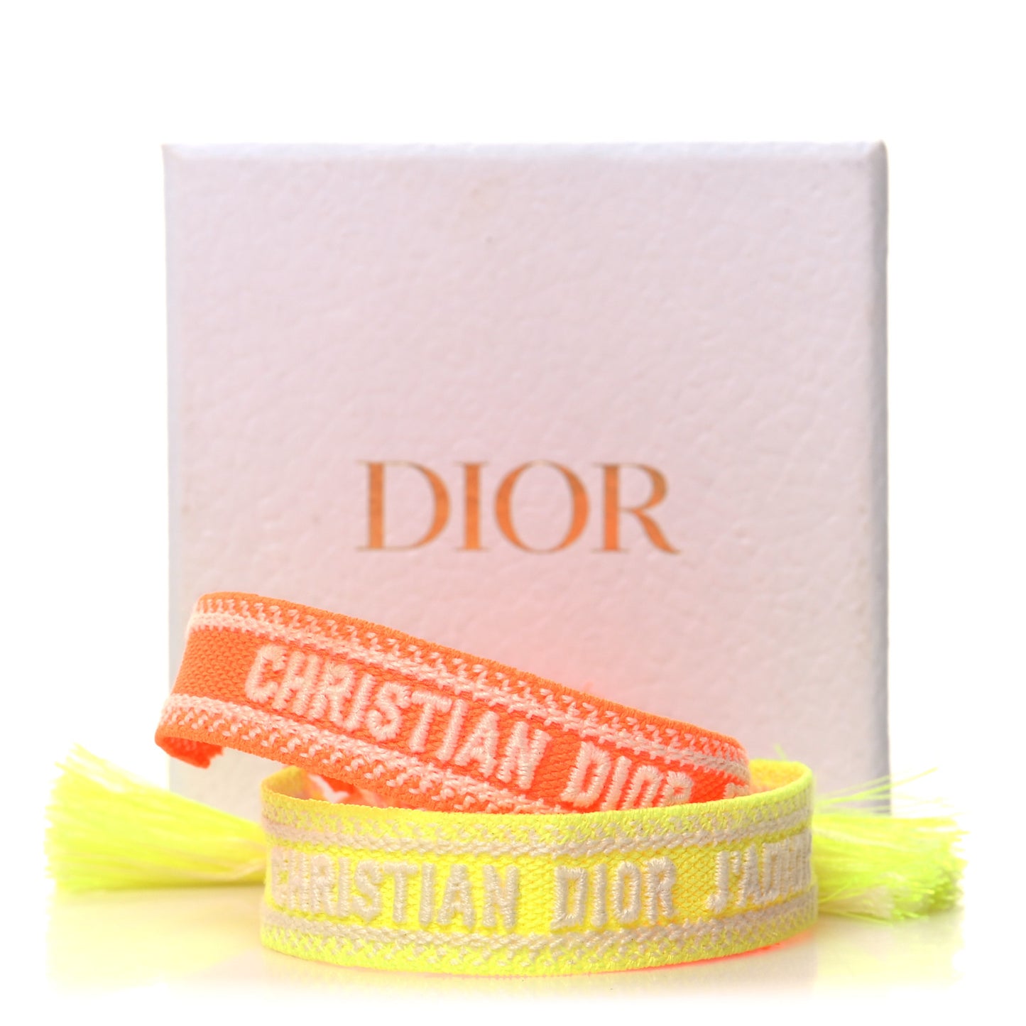 Woven Cotton J'Adior Friendship Bracelet Set Fluorescent Yellow Orange