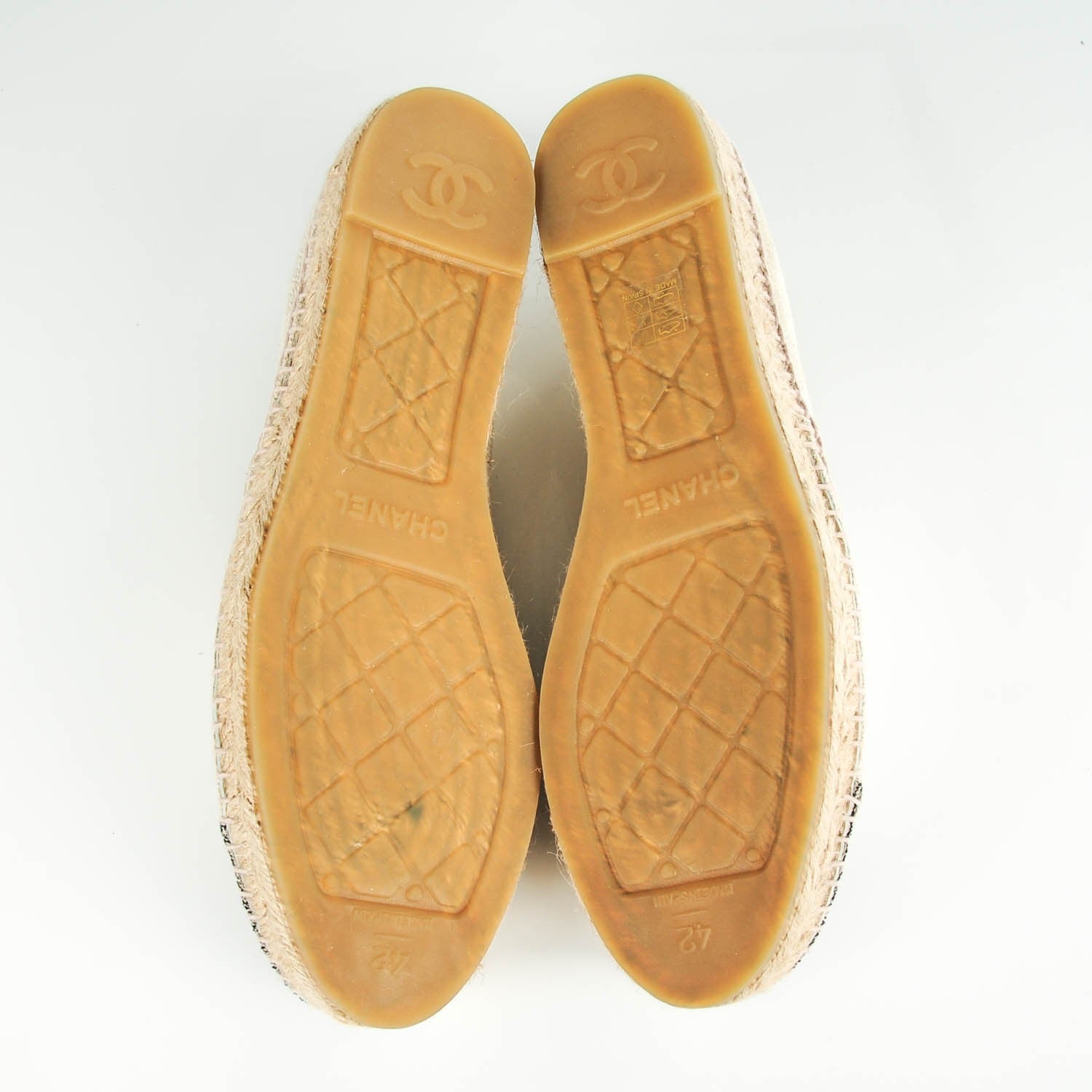 Chanel Toile Sequin CC Espadrilles 42 Beige Black 5 of 7