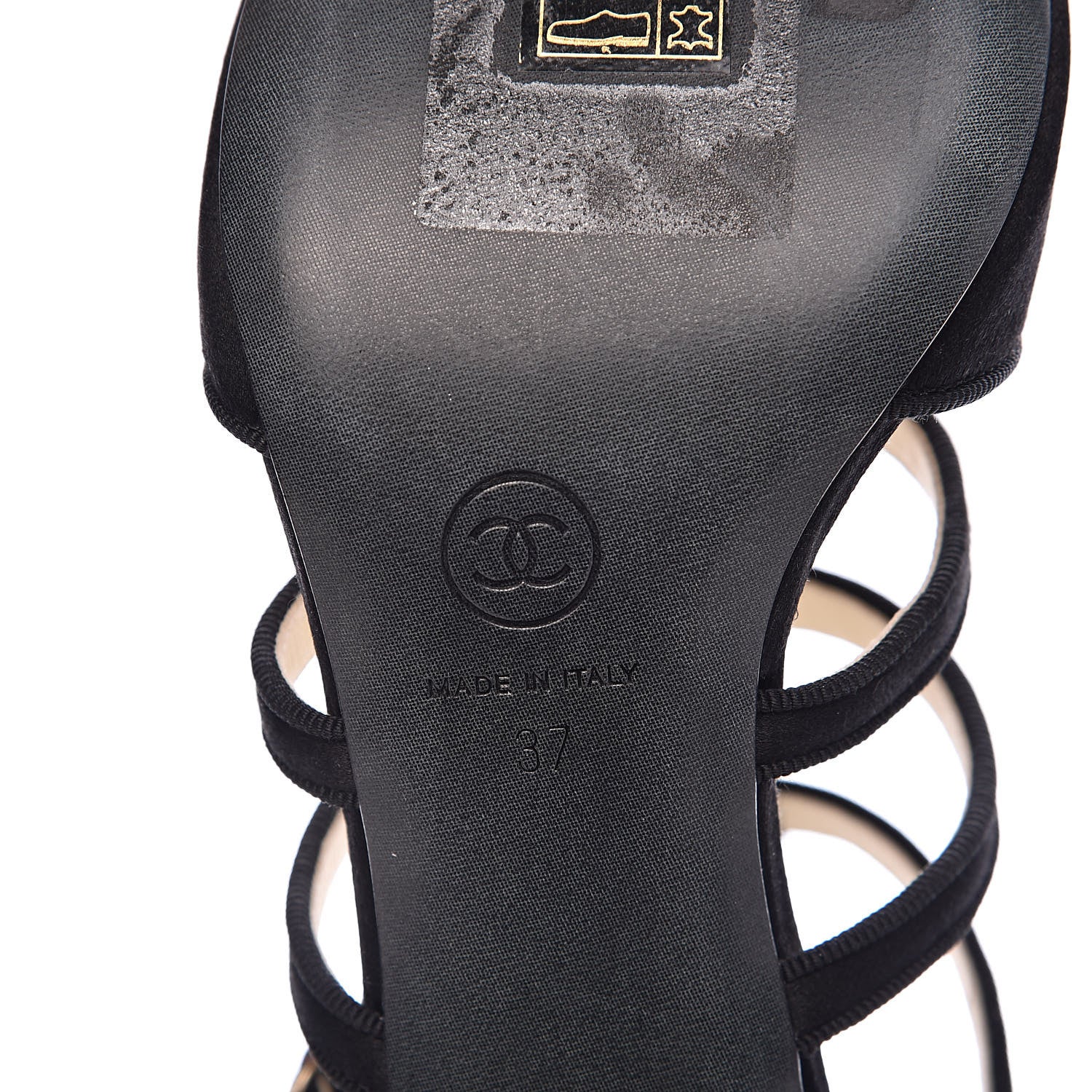 Chanel Satin Pearl Bow Sandals 37 Black 8 of 10