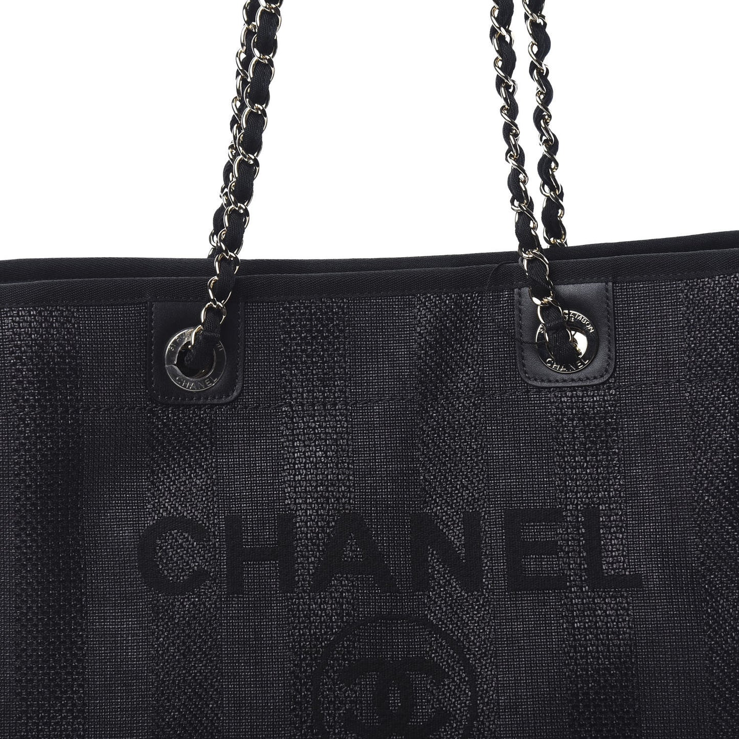 Mixed Fibers Striped Small Deauville Tote Black