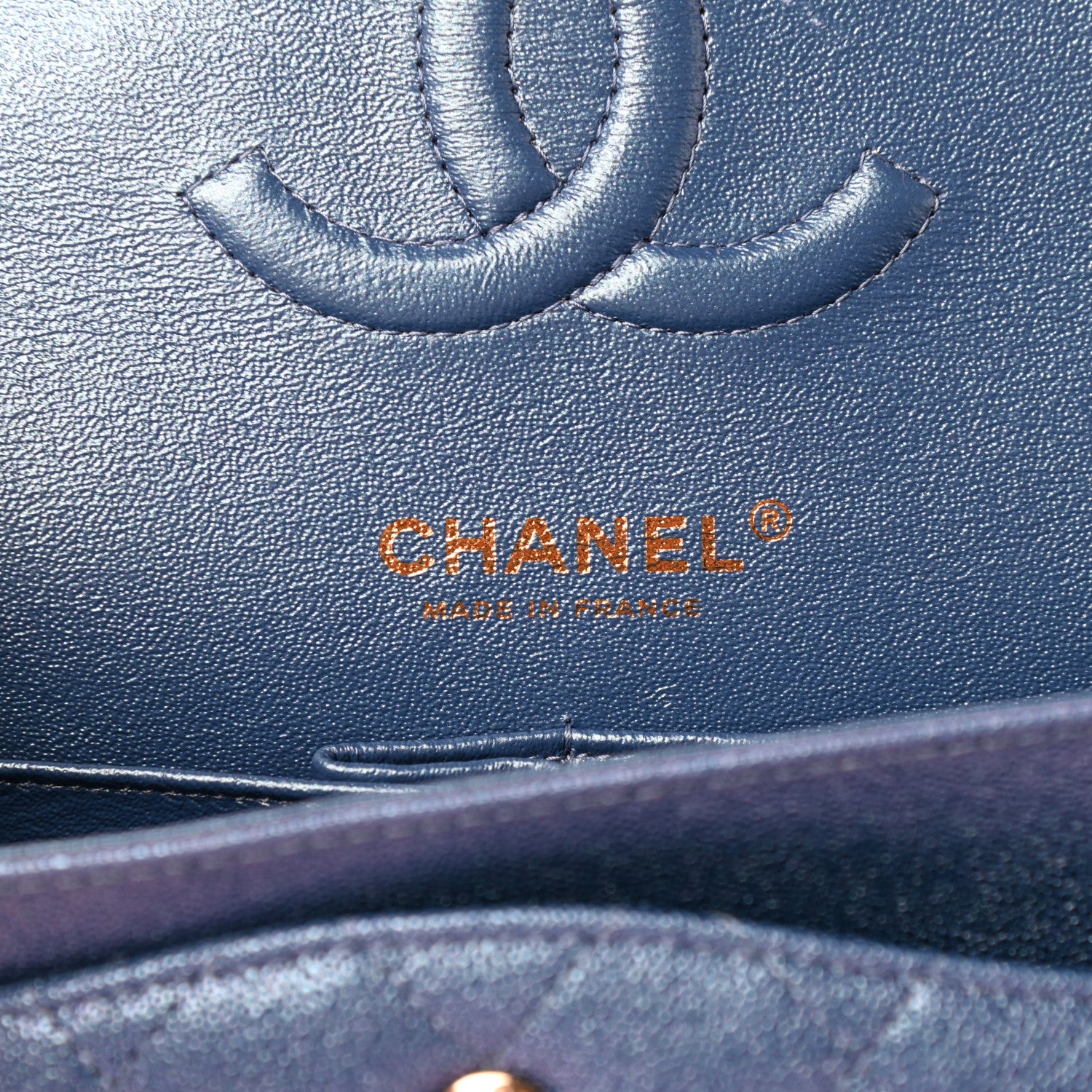 Chanel Iridescent Caviar Quilted Medium Double Flap Dark Blue 6 of 10