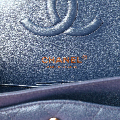 Chanel Iridescent Caviar Quilted Medium Double Flap Dark Blue 6 of 10