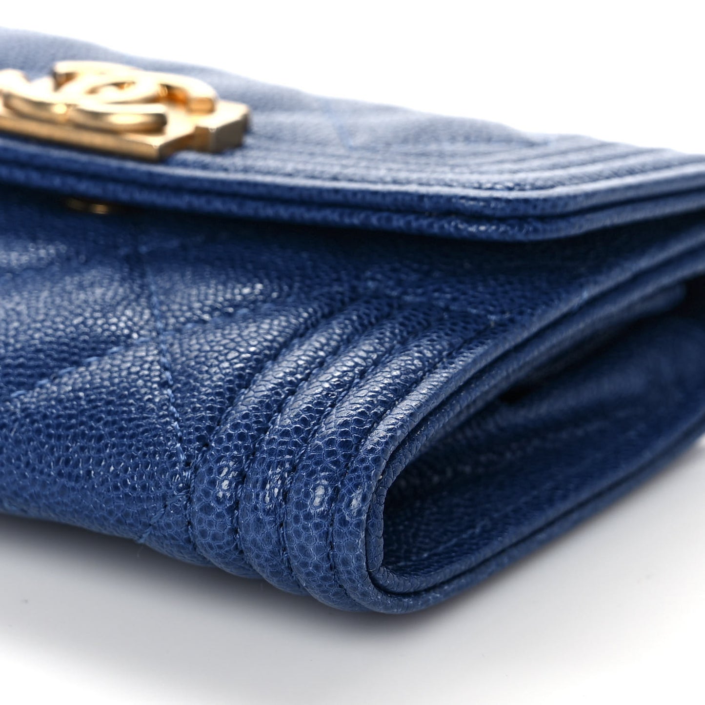 Caviar Quilted Boy Card Holder Wallet Blue