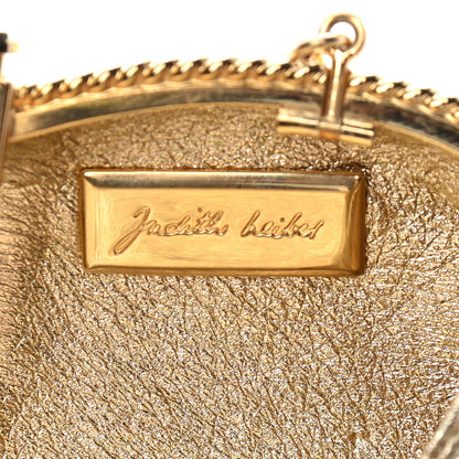 Judith Leiber Swarovski Crystal Minaudiere Clutch Gold Silver 6 of 9