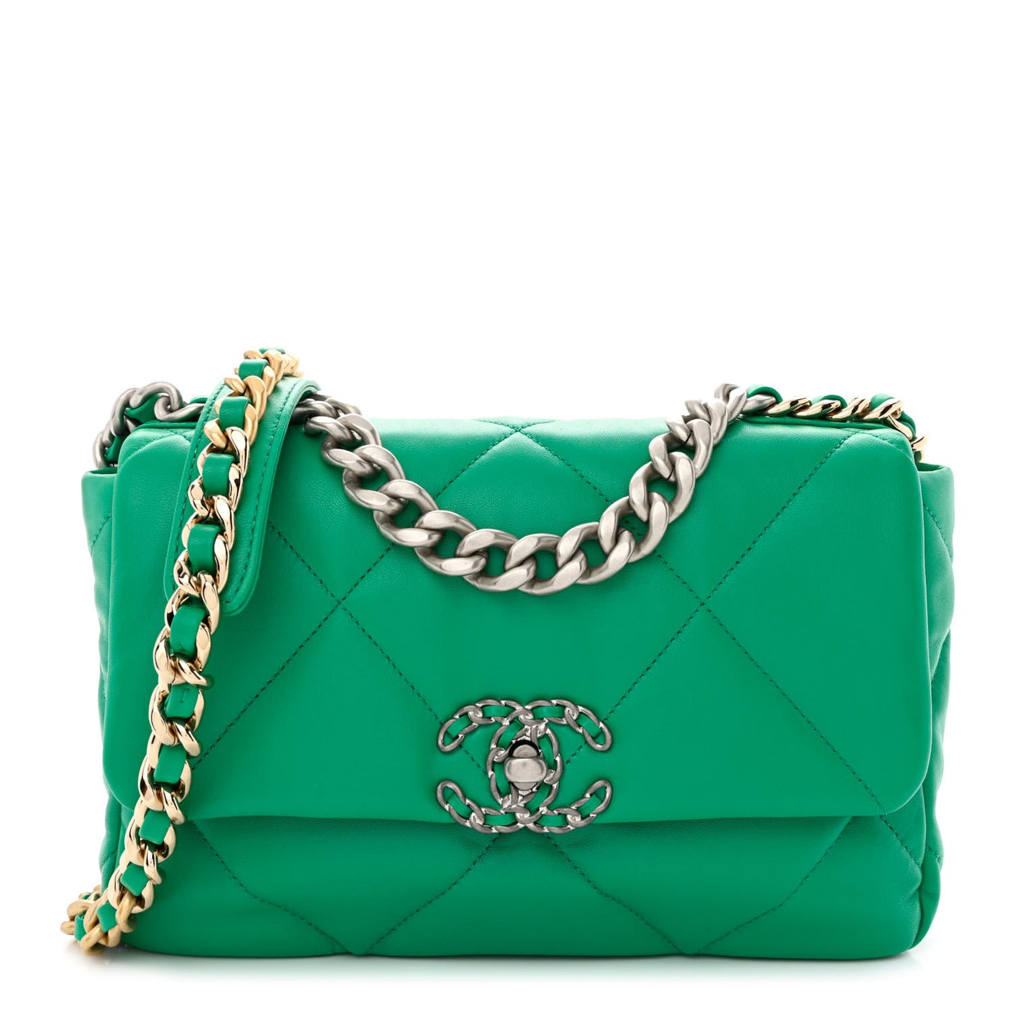 Lambskin Quilted Medium Chanel 19 Flap Green