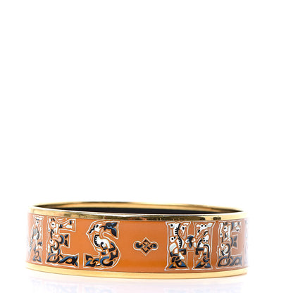 Hermes Enamel Printed Alphabet Russe Wide Bracelet 70 Potiron 3 of 5