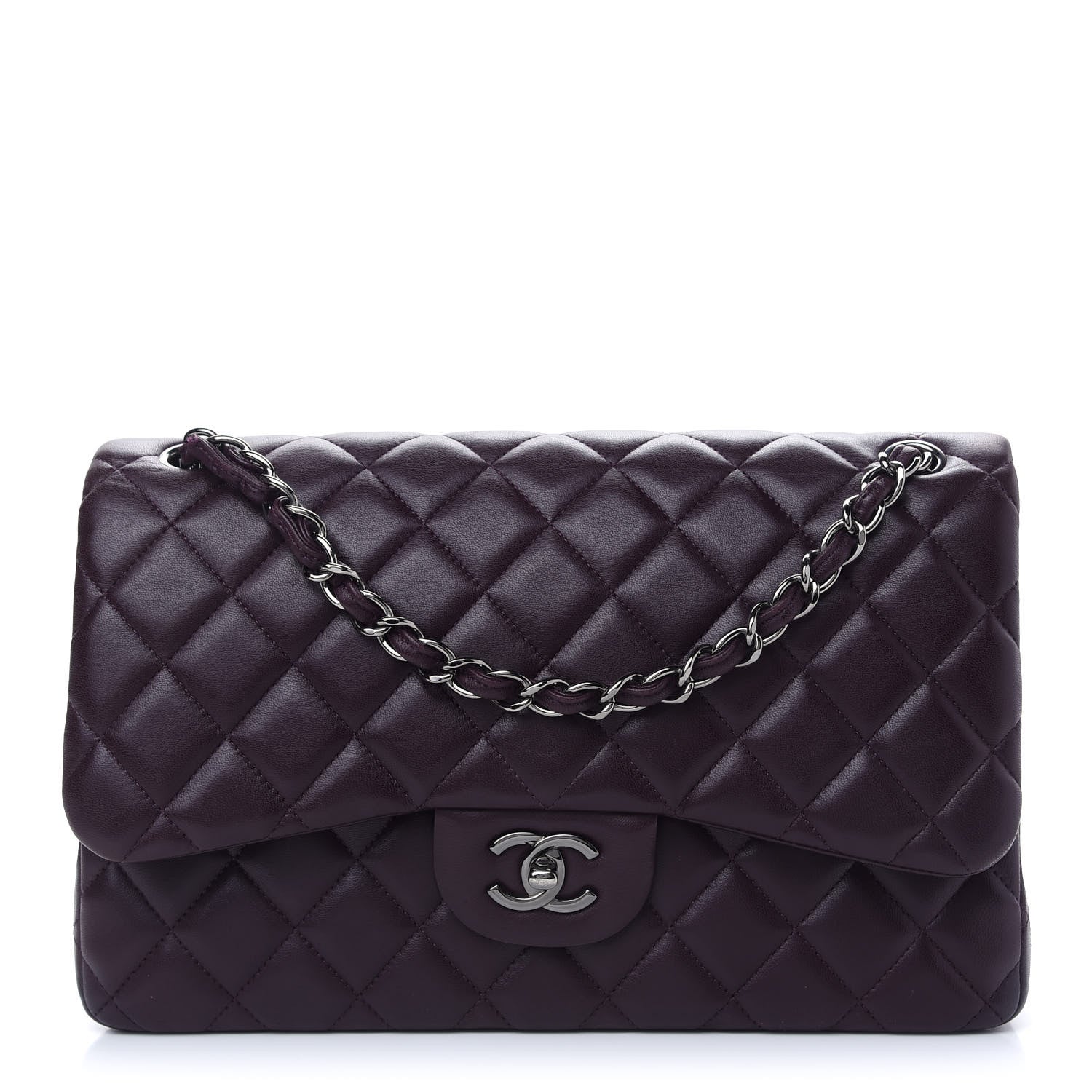 Chanel Lambskin Quilted Jumbo Double Flap Purple 1 of 9