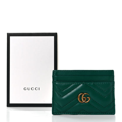 Gucci Calfskin Matelasse GG Marmont Card Holder Emerald Green 9 of 9