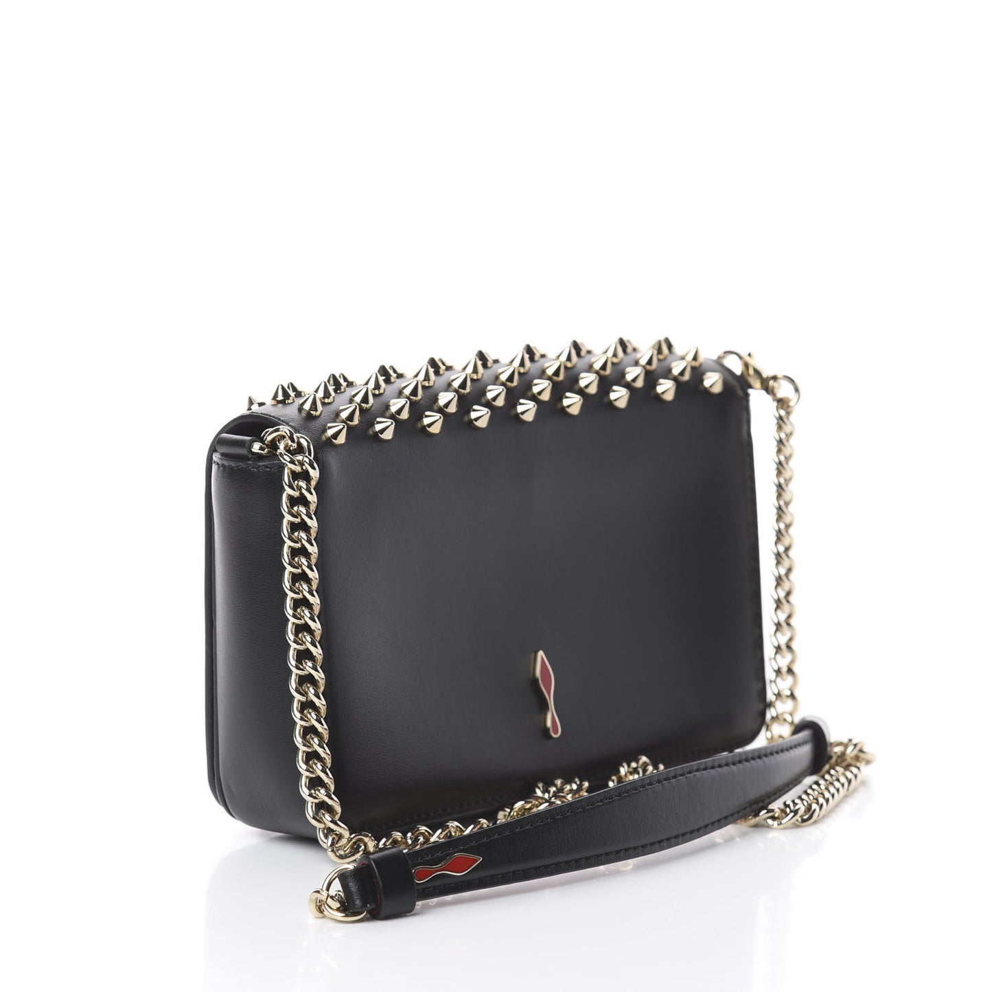 Calfskin Spiked Zoompouch Crossbody Black