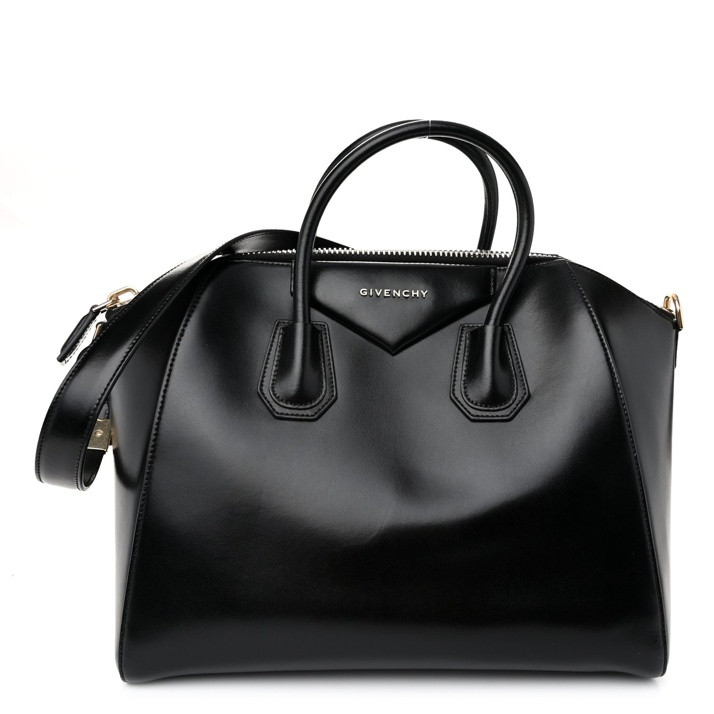 Shiny Lord Calfskin Medium Antigona Black