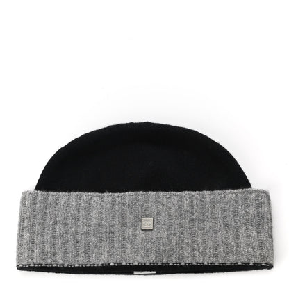 Chanel Cashmere CC Beanie Hat Black Grey 1 of 5