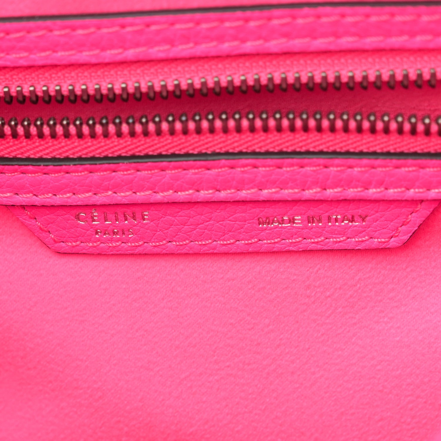 Celine Drummed Calfskin Mini Luggage Fluo Pink 6 of 15