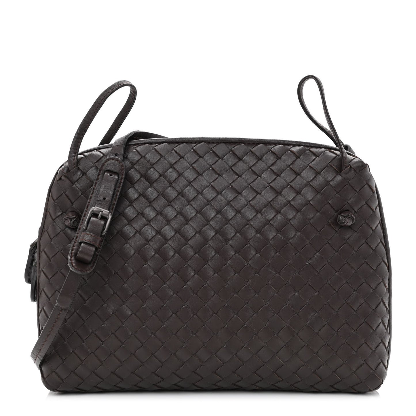 Nappa Intrecciato Nodini Crossbody Messenger Ebano