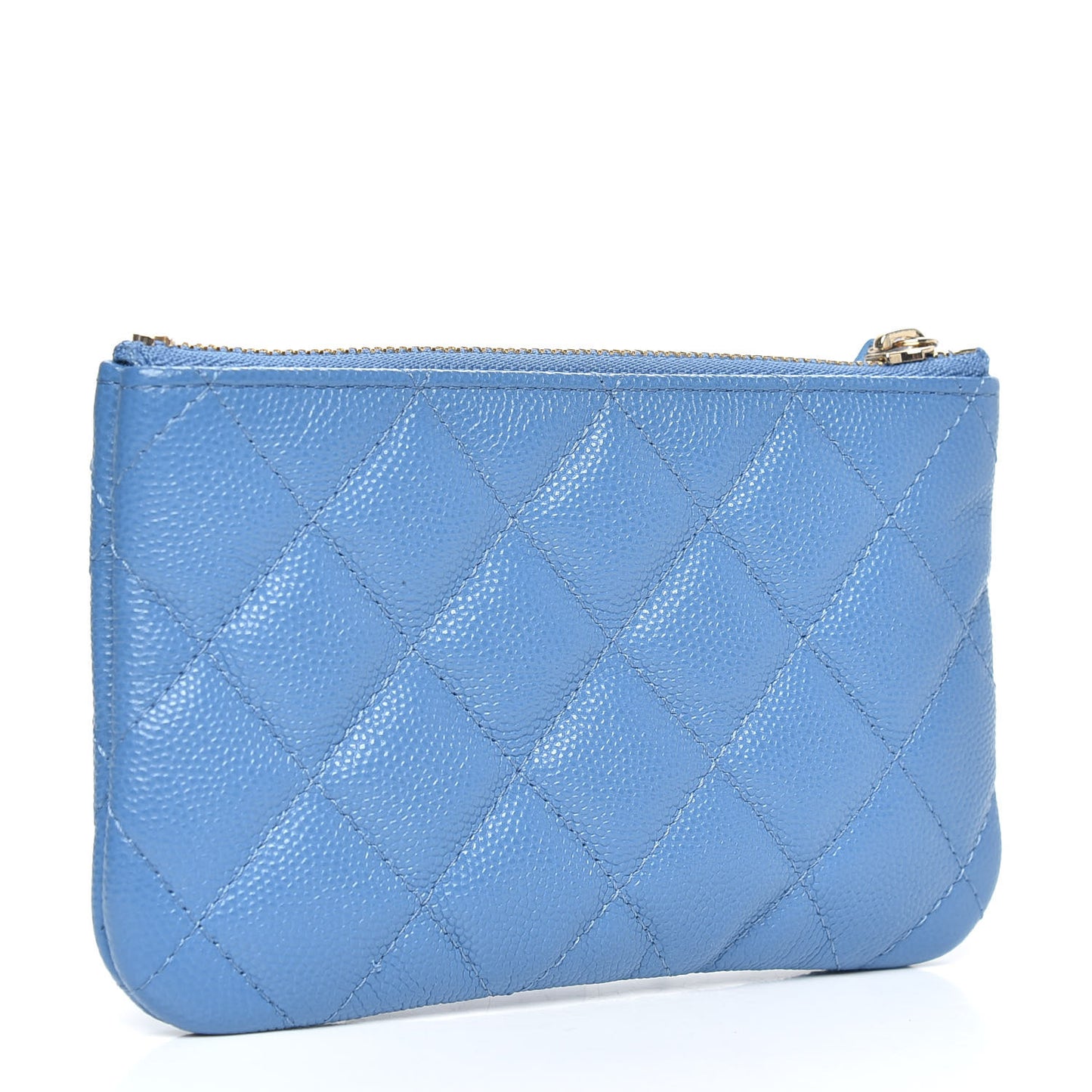 Caviar Quilted Small Cosmetic Case Blue