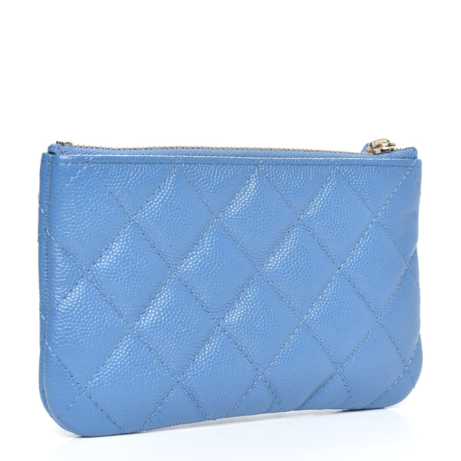 Chanel Caviar Quilted Small Cosmetic Case Blue 3 of 8