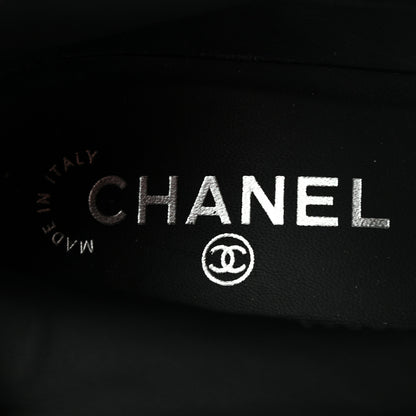 Chanel Metallic Lambskin Cap Toe Ankle Boots 37 Silver Black 7 of 8