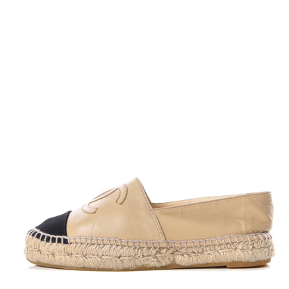 Chanel Lambskin CC Espadrilles 36 Beige Black 1 of 8