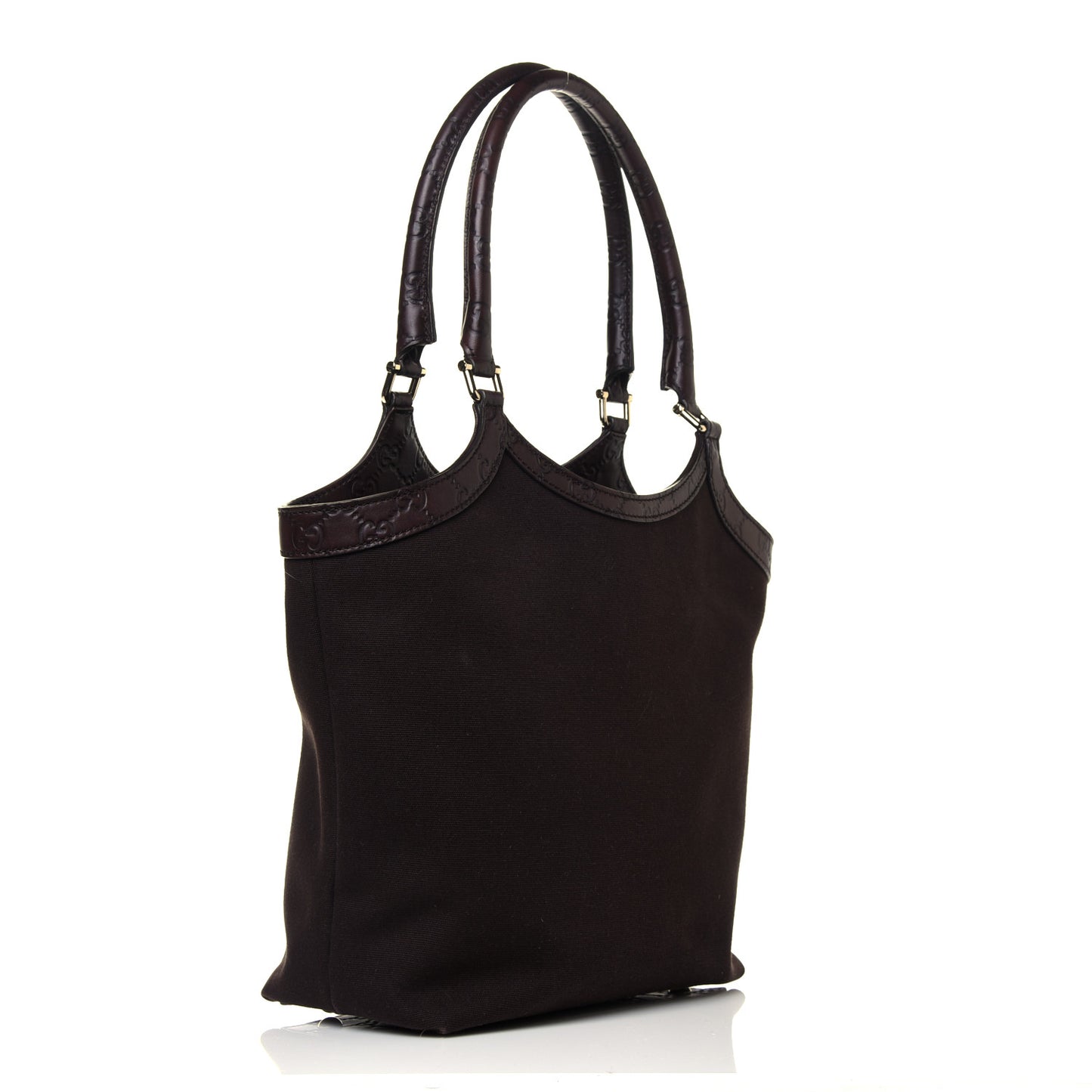 Guccissima Trim Canvas Hobo Dark Brown