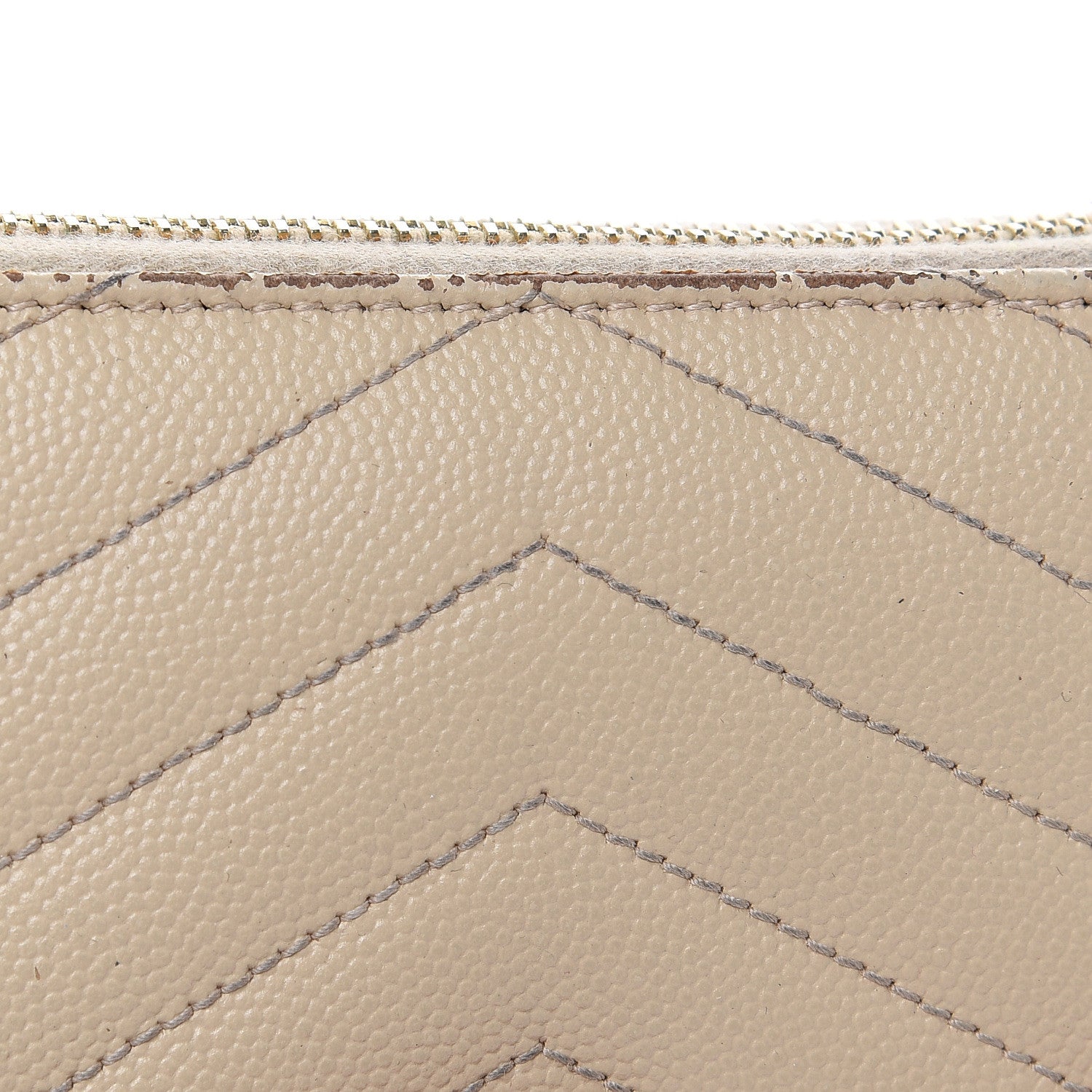 Saint Laurent Grain De Poudre Matelasse Chevron Monogram Zip Around Wallet Nude Powder 11 of 15