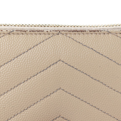 Saint Laurent Grain De Poudre Matelasse Chevron Monogram Zip Around Wallet Nude Powder 11 of 15