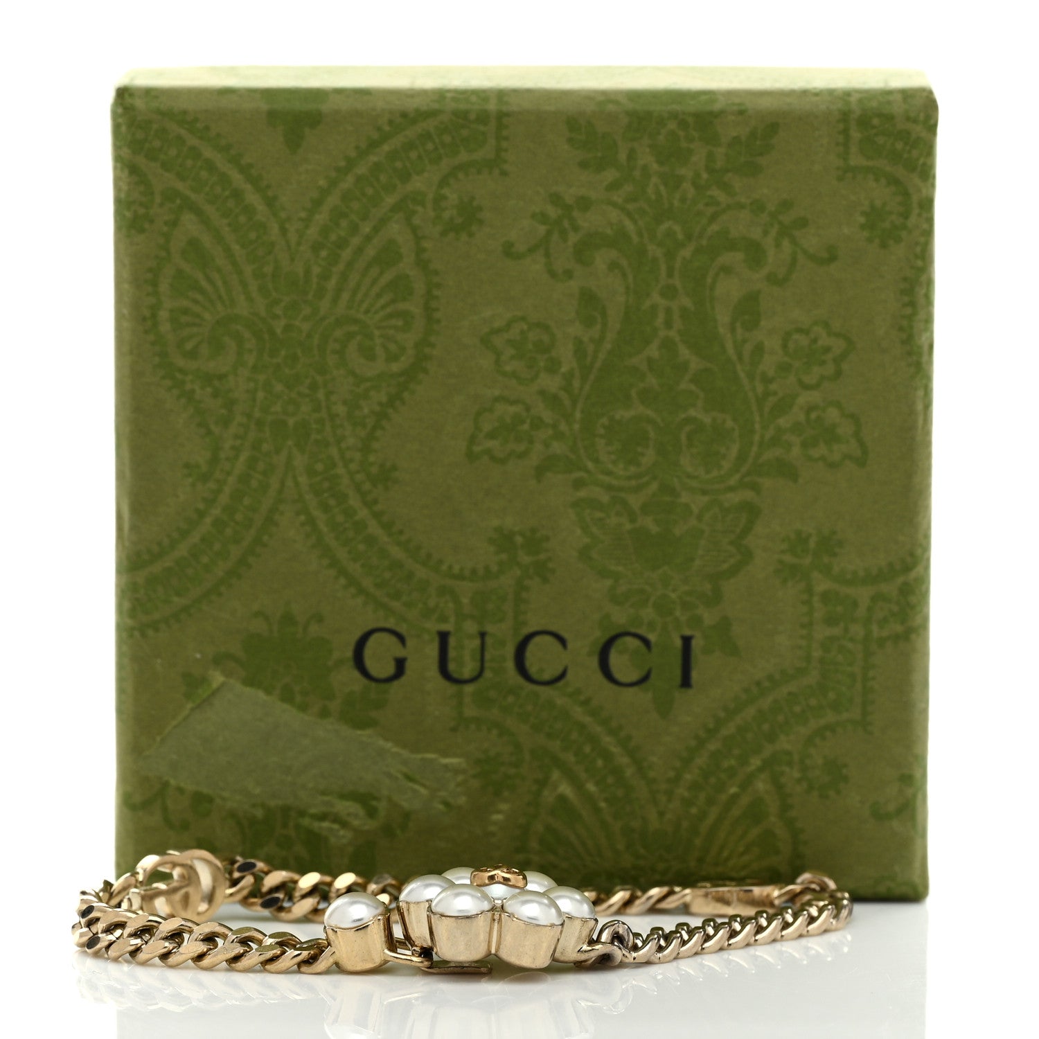 Gucci Pearl GG Marmont Bracelet Aged Gold Pearl Cream 5 of 5