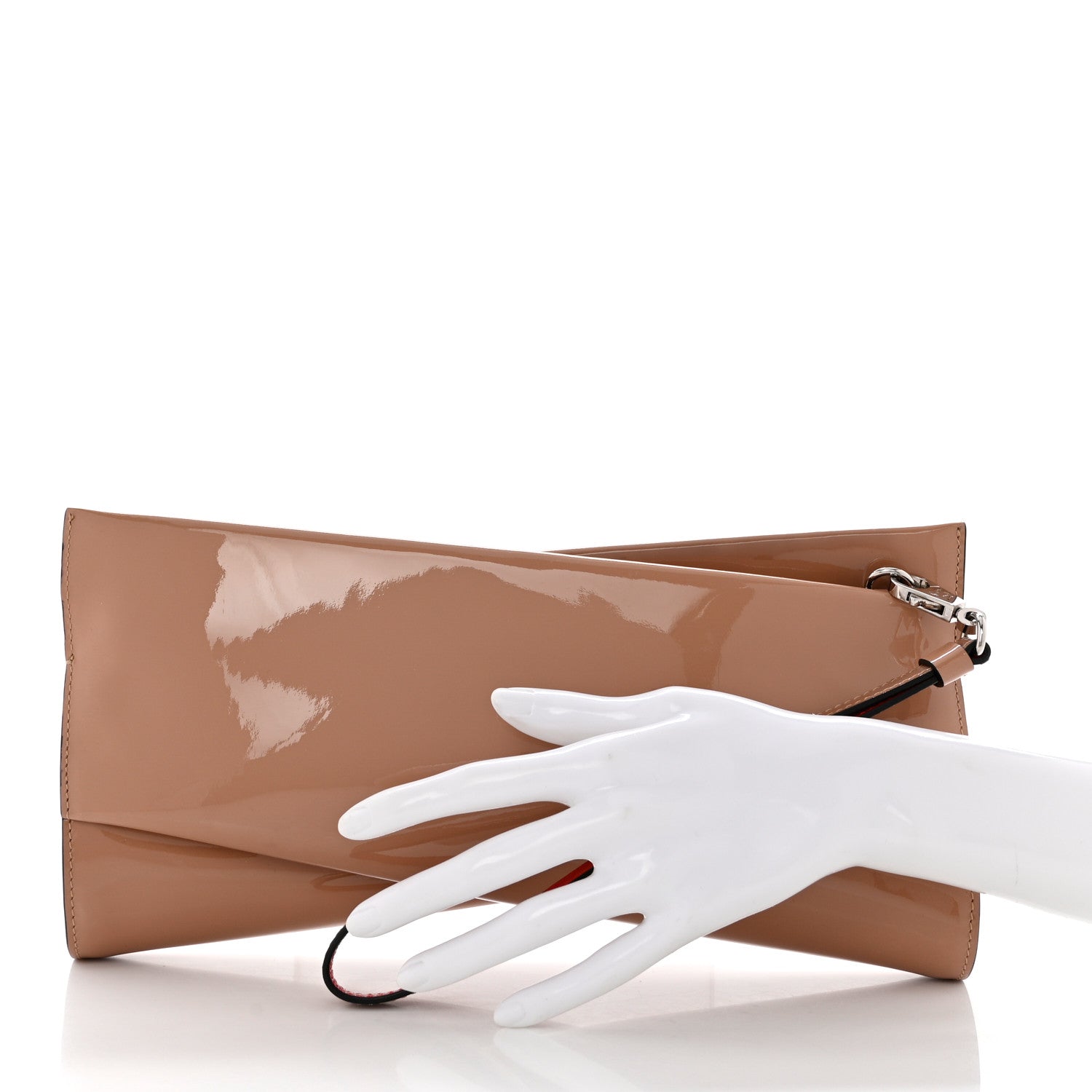 Christian Louboutin Patent Loubi Twist Zip Clutch Bag Nude 2 of 6