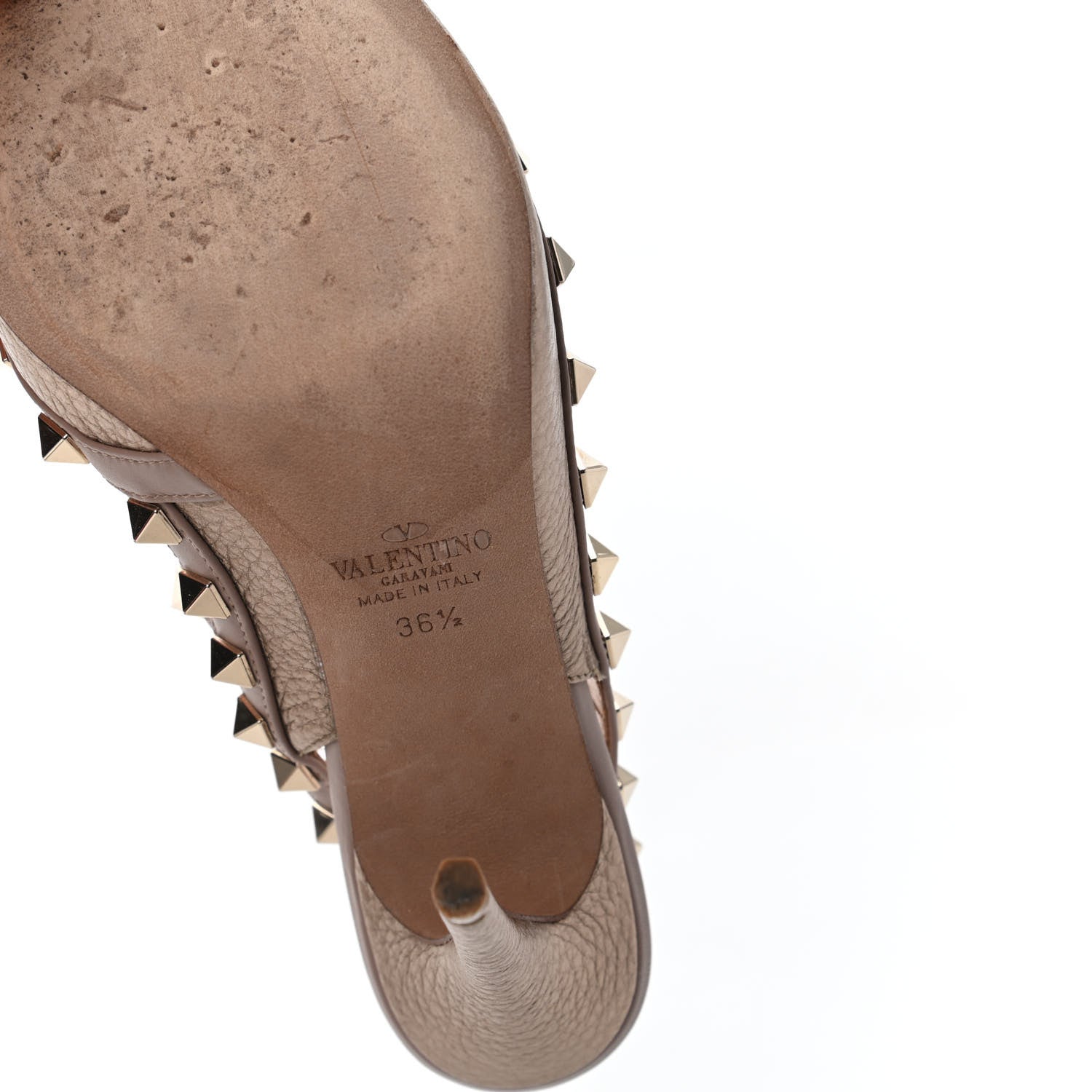Valentino Garavani Metallic Pebbled Calfskin Rockstud Ankle Strap 100mm Pumps 36.5 Skin Poudre 6 of 8