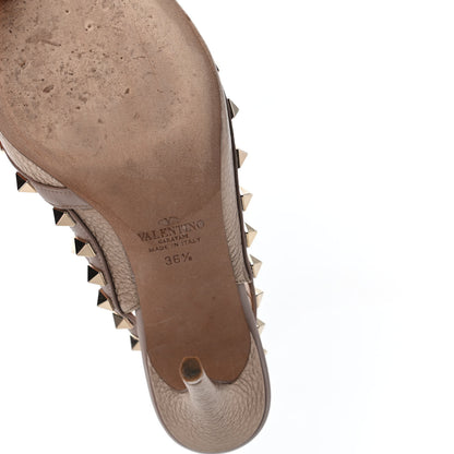 Valentino Garavani Metallic Pebbled Calfskin Rockstud Ankle Strap 100mm Pumps 36.5 Skin Poudre 6 of 8