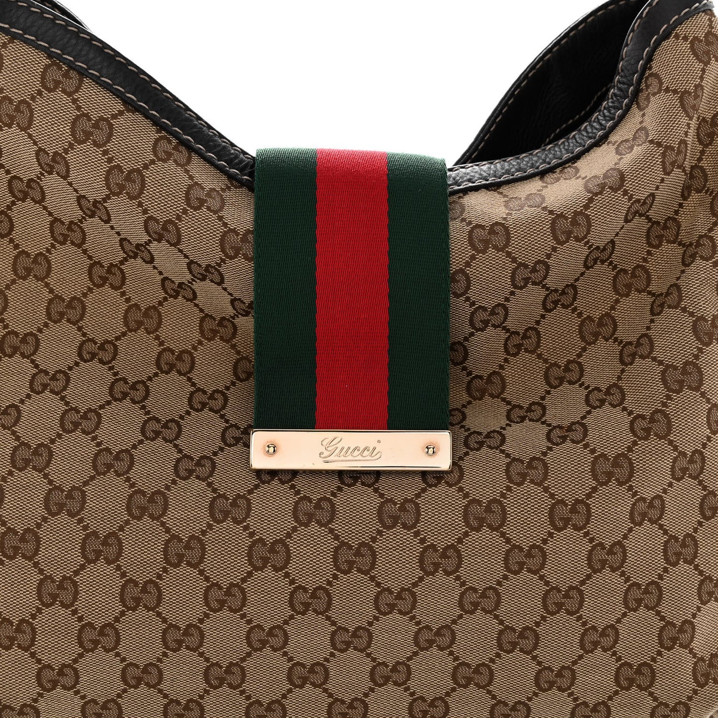 Monogram Large New Ladies Web Hobo Dark Brown