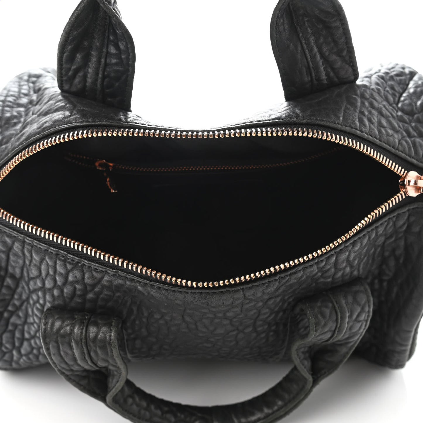 Pebbled Lambskin Rocco Black Rose Gold Hardware