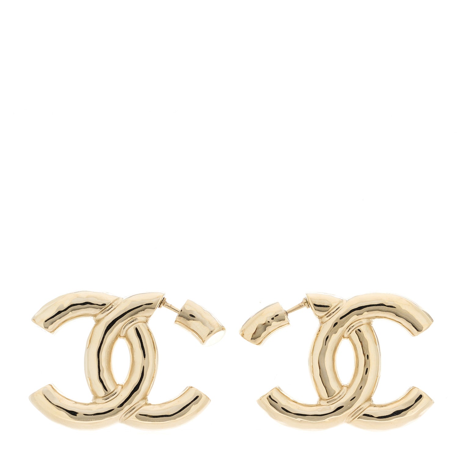Chanel Metal Large CC Earrings Light Gold 1 of 4
