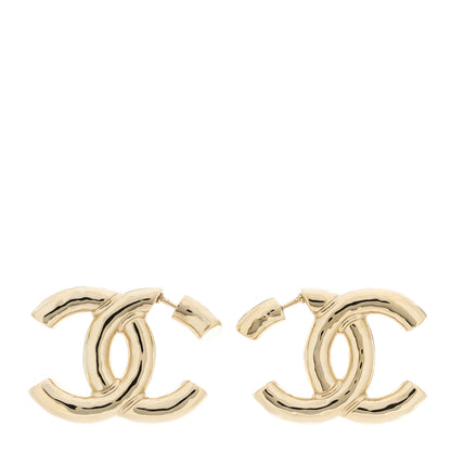 Chanel Metal Large CC Earrings Light Gold 1 of 4