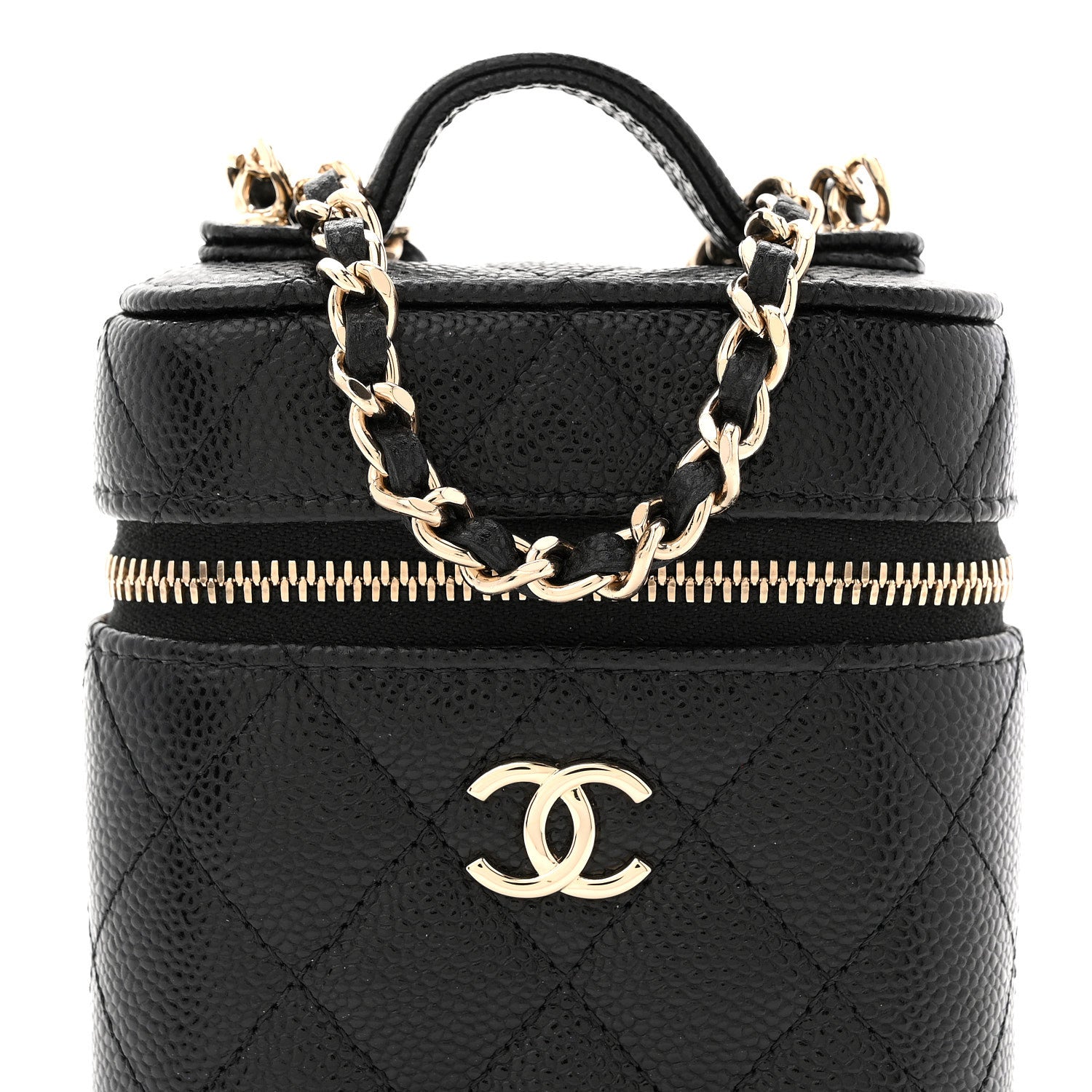 Chanel Caviar Quilted Top Handle Mini Vanity Case With Chain Black 8 of 11