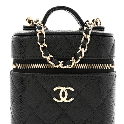 Chanel Caviar Quilted Top Handle Mini Vanity Case With Chain Black 8 of 11