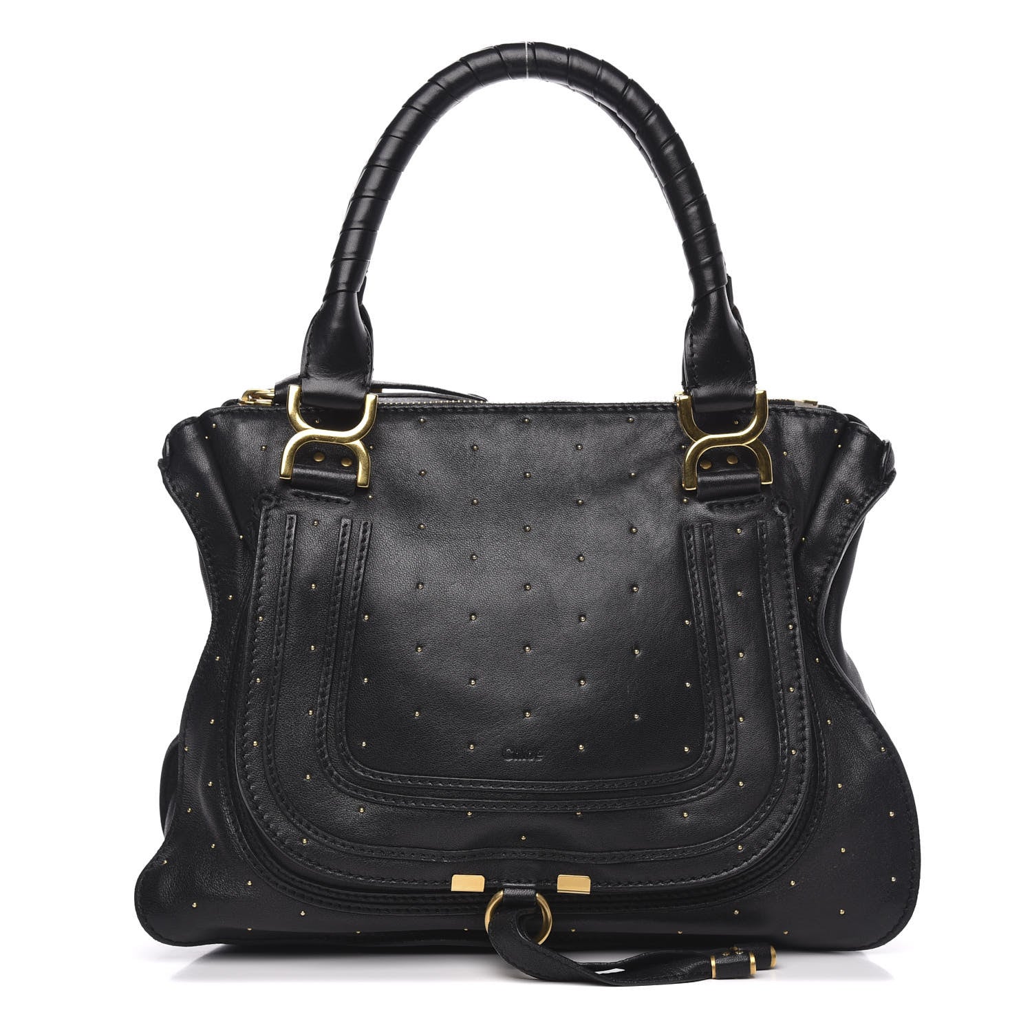 Chloe Calfskin Studded Medium Marcie Satchel Black 1 of 15