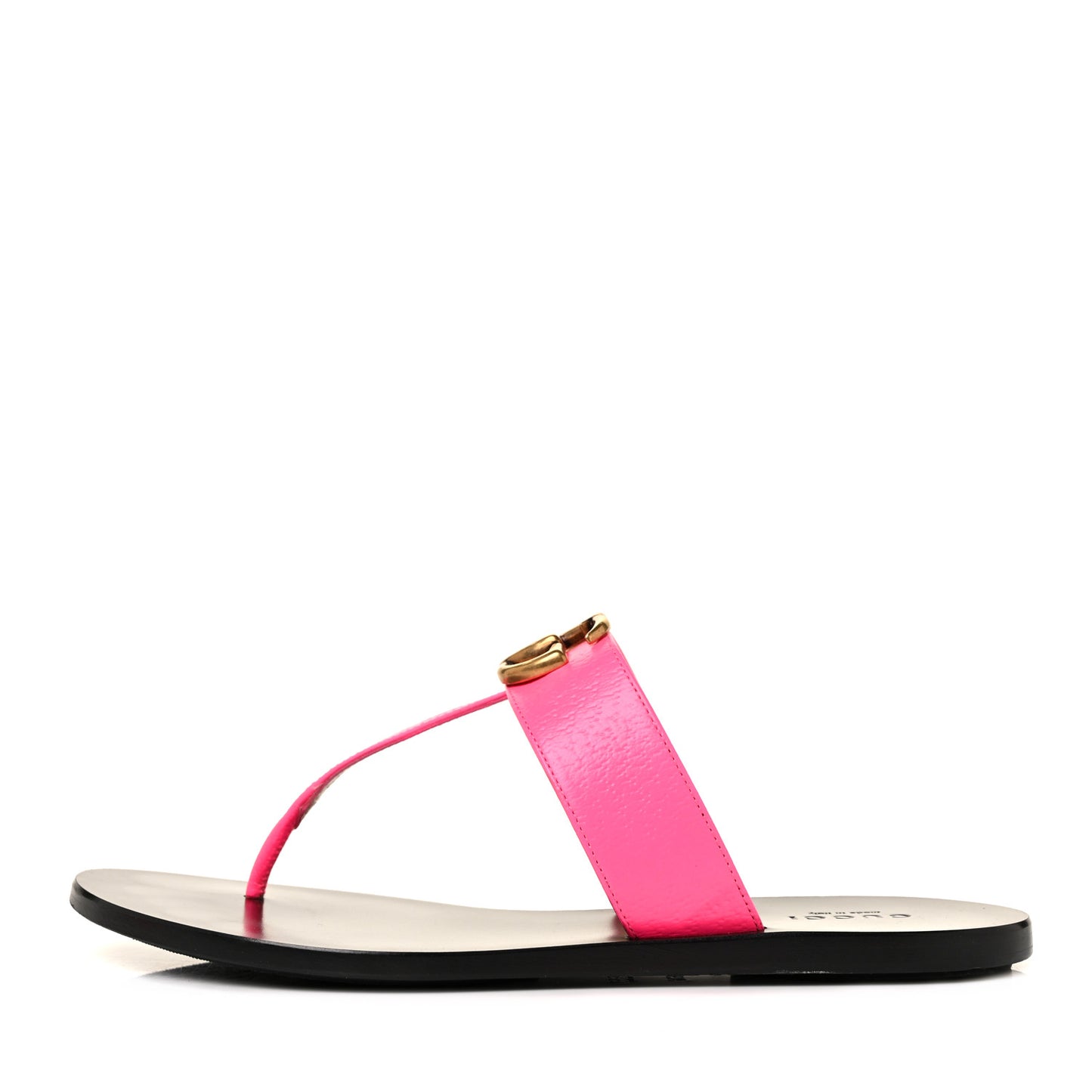 Calfskin GG Marmont Thong Sandals 36.5 Fuxia Fluo