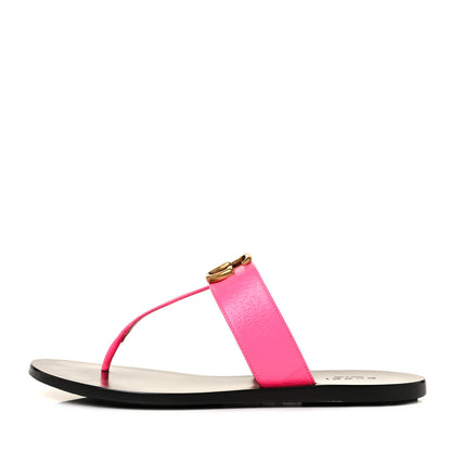 Gucci Calfskin GG Marmont Thong Sandals 36.5 Fuxia Fluo 1 of 8