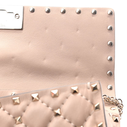 Valentino Garavani Lambskin Rockstud Spike Wallet on Chain Poudre 11 of 11