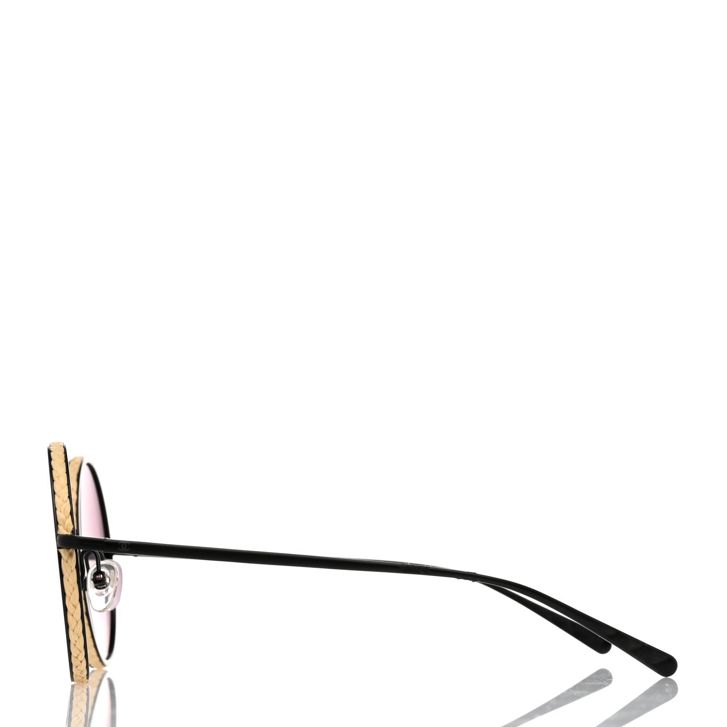 Chanel Metal Raffia Braided Round Sunglasses 4250 Black 3 of 8