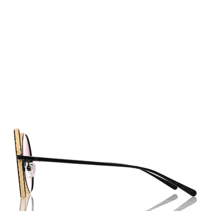 Chanel Metal Raffia Braided Round Sunglasses 4250 Black 3 of 8