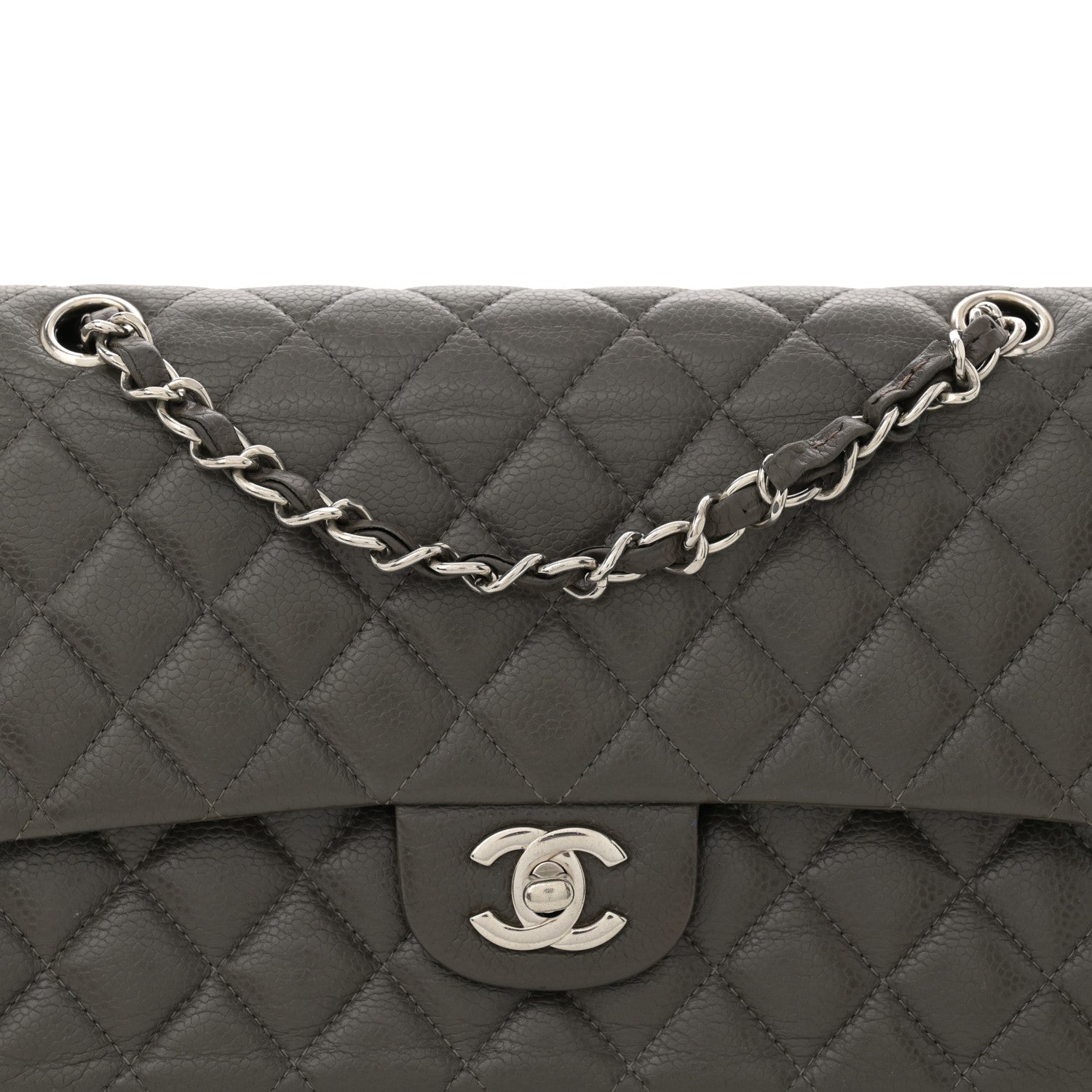 Chanel Caviar Quilted Medium Double Flap Dark Grey 8 of 14