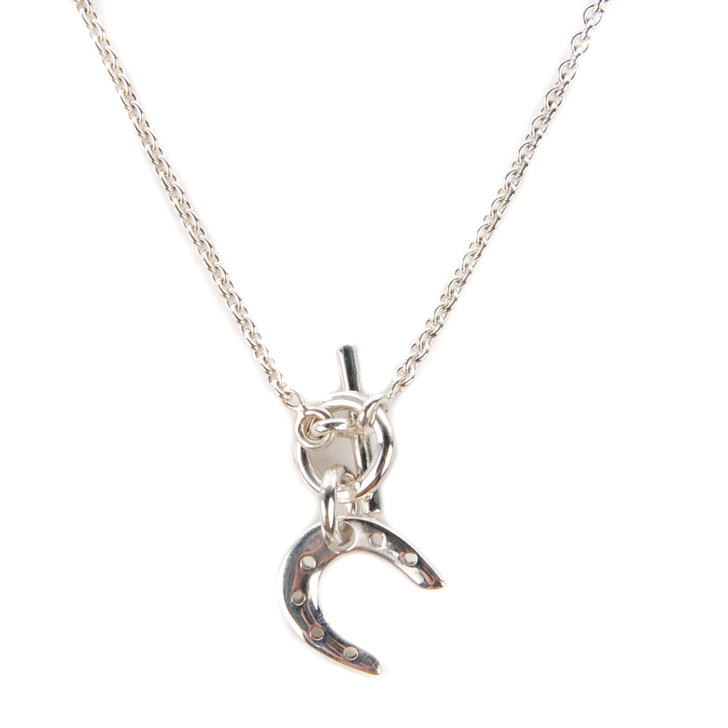 Hermes Sterling Silver Horseshoe Toggle Necklace 1 of 7