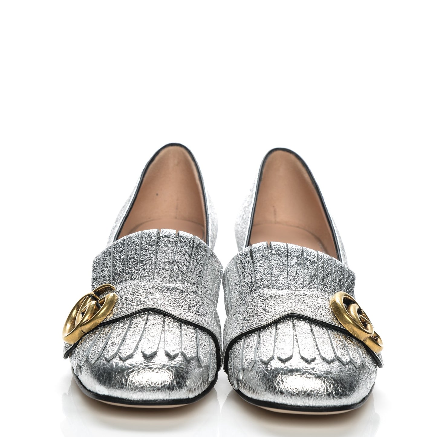 Galassia GG Marmont Fringe 50mm Loafer Pumps 35 Argento