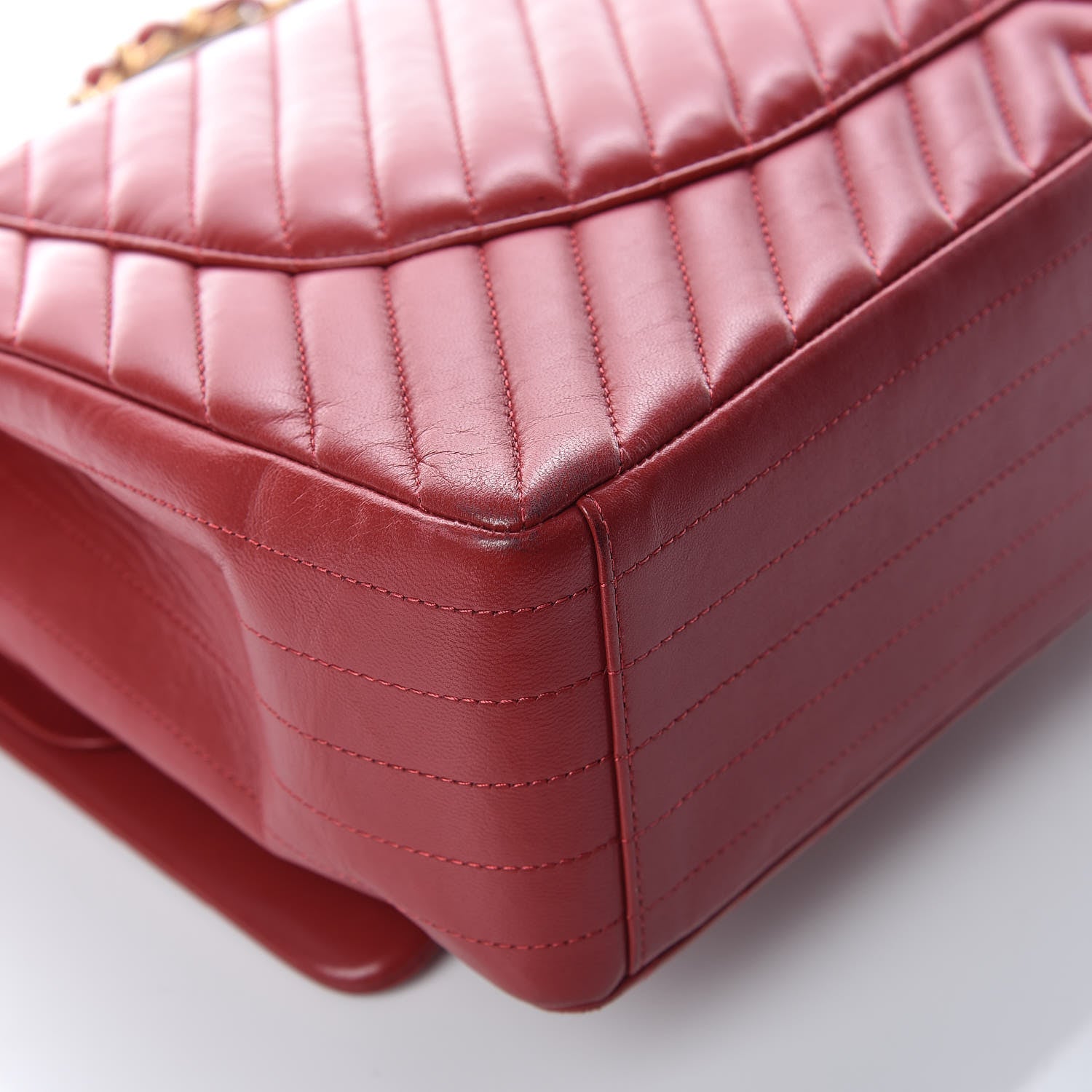 Chanel Lambskin Chevron Quilted Maxi Double Flap Red 22 of 26