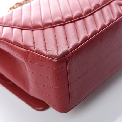 Chanel Lambskin Chevron Quilted Maxi Double Flap Red 22 of 26