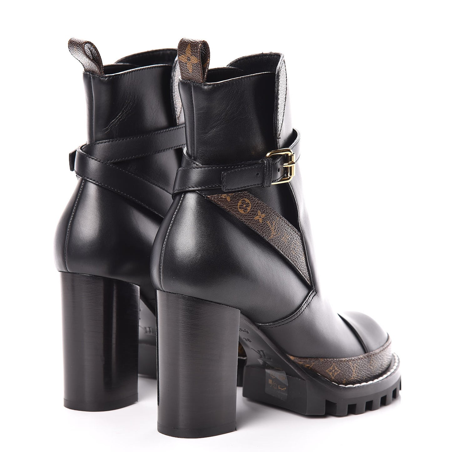 Calfskin Monogram Star Trail Ankle Boots 38 Black