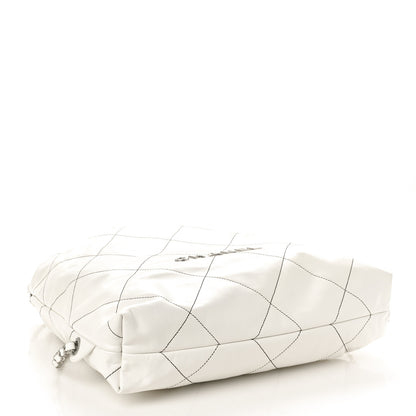 Chanel Shiny Calfskin Quilted Chanel 22 Backpack White Black 4 of 10