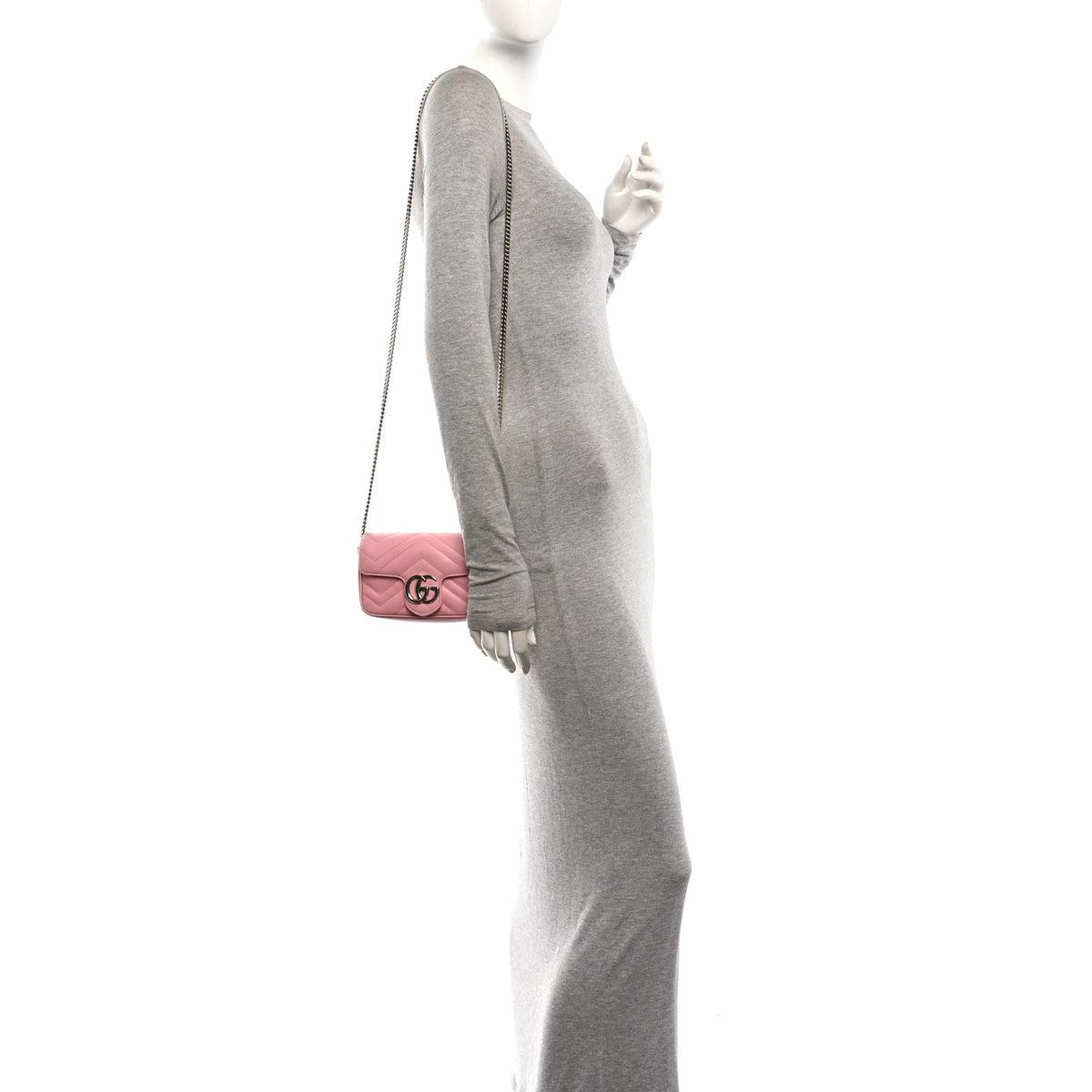 Gucci Calfskin Matelasse Super Mini GG Marmont Shoulder Bag Wild Rose 2 of 10